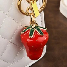 Cute Fruit Red Strawberry Pendant Keychain Suitable for Keyring Backpack Car Pen picture