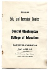 Vintage Old Pamphlet Central Washington College Concert ELLENSBURG Washington ⭐️ picture