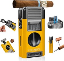 Torch Lighter with Cigar V Cutter, Hole Punch, Double Jet Flame Refillable Butan picture