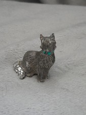 Masterworks MWFP Pewter Kitty Cat Emerald Green Jewel Collar Art Figurine Vtg picture