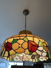 Large Tiffany-Style Floral Stained Glass Hanging Pendant Light – Colorful  picture
