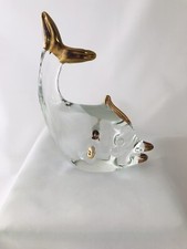 Vintage ART GLASS Hand Blown FISH Figurine with Gold Fins picture