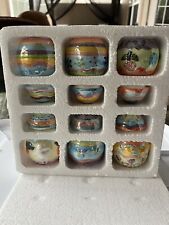 Box 6pc Assorted 3” Easter Egg Ceramic Candle Holders picture
