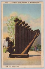 NYC Worlds Fair Lift Every Voice & Sing Sculpture Augusta Savage 1940 Postcard picture