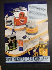 1936 Continental Can Co Advertising Tin Cans Flit Kill-ko Super Graphic Ad picture
