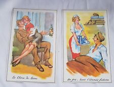 CPA 2 Postcards Military Humourism Women, M.D. Paris Series 105 picture