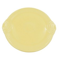VTG Fiesta Ware Yellow Cake Plate With Handles Homer Laughlin Party Serving Tray picture