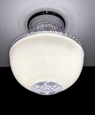 Vtg Art Deco 1940s-50's White/Clear Lavender Glass Snowflake Star Light Fixture picture