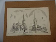 Antique Architects Print, churches By The Late M.E.Hadfield the builder 1885 picture