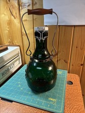 Appalachian Brewing Co 12” Green Glass 67.6 oz Beer Jug & Lid w/Bear Paws 2008 picture