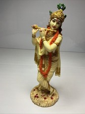 10” Large Marble Look Lord Shri Krishna Playing Flute Standing Used Please Read picture