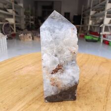 265g Natural Agate Coexists With White Crystal Cluster Obelisk Tower Point Reiki picture