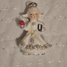 True Vintage Lefton September Birthday Angel Book And Apple Back To SchoolJapan picture