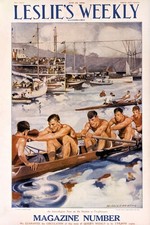1909 Leslie's Weekly Rowing Scene Poster - 16x24” Premium 💎 Art Print picture