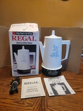 Vintage Regal Poly Perk 4-8 Cup Electric Coffee Maker  White Floral picture
