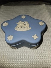 Vtg Wedgwood Blue Jasperwear, Star Shape Trinket Box with Lid, Mfg in England picture