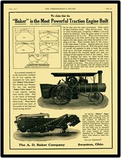 1911 AD Baker Traction Engine NEW Metal Sign 24