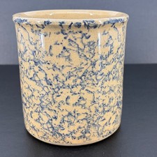 R.R.P. Co Roseville Crock Blue Sponge Stoneware Pottery Farmhouse #700-E 1 Quart picture