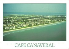 Cape Canaveral Florida Aerial View Coastline Chrome Postcard 1988 Posted picture