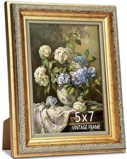 5x7 Inch Vintage Picture Frame, Elegant Antique Photo Frames with Glass Front, P picture
