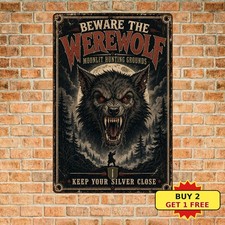 Classic Werewolf Horror Movie Poster Tin Sign Retro Film Room Wall Decor picture