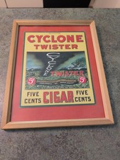 Antique 1928 Framed Cigar Advertising Label Cyclone Twister M.L.Richards Dallas picture