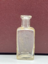 Antique The Owl Drug Co One Wing Owl 3.5” Clear GLASS Bottle Medicine picture