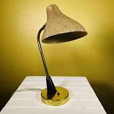 Vintage Mid Century Lamp Gooseneck Brass Fiberglass Shade Desk Lamp Table Lamp picture