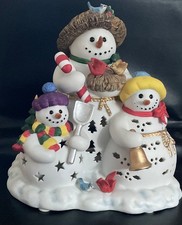 Vintage Partylite Snowbell/Snowmen Family Tealight Candle Holder Winter Holiday picture
