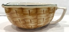 Laurie Gates Los Angeles Pottery Hand Painted Basketweave Mixing Bowl, VTG 80’s picture
