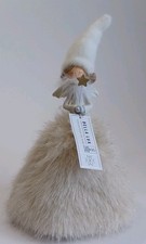 Bella Lux Christmas Collection Snow Angel Figurine Faux Fur Trim Viral , New picture