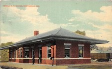 J12/ Martinsville Indiana Postcard c1910 Vandalia Railroad Depot Station 153 picture