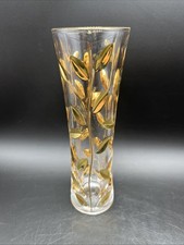 Lavorazione a Mano Lead Crystal Gold Vase Made in Italy picture