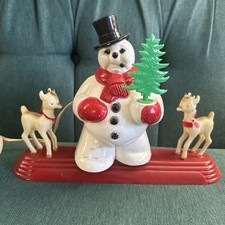 Vtg Royal Electric Light Up Snowman 2 Rudolphs Christmas Decor 1950s Tested #948 picture