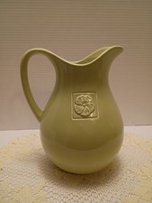Vintage Enesco Country Gate Floral Leaf Sage Green Ceramic Pitcher 9