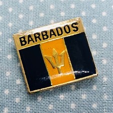 Vtg Barbados Flag Souvenir Enamel Lapel Pin picture