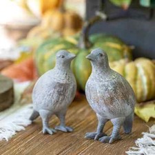 Set of 2 Resin Rustic Resin Quail Birds Chicks Figurines Farmhouse  Home Decor picture