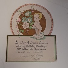 VINTAGE 1920'S ART DECO HAPPY BIRTHDAY GREETING CARD, 