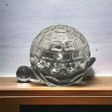 Vintage CUTE Sphere Round Clear Glass Anchor Hocking 2-Piece Turtle Candy Dish picture