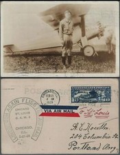 RPPC Charles Lindbergh Next To Spirit of St Louis In Portland Oregon by Airmail picture
