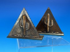 ANTIQUE California Mission Hammered Copper Cactus Bookends Craftsman Studios 281 picture