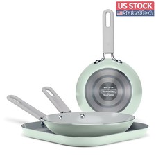 Tramontina EveryDay 3pc Ceramic Fry Pan Griddle Set Green picture