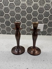 Vintage Copper-Tone Metal Candlestick Holders – Pair picture
