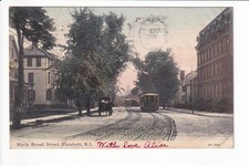 Postcard Trolley & Horse North Broad Street Elizabeth New Jersey NJ USA Posted picture