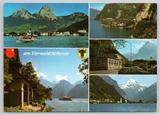 Lake Lucerne Switzerland Multiview Postcard Brunnen Sisikon Flüelen Tellskapelle picture