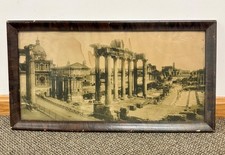 Antique Wooden Framed Photograph Print of the Roman Forum Temple in Rome, Italy picture