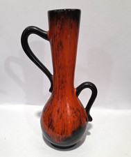 Vintage Canuck Drip Glaze Pottery Vase Orange Brown Labelle Canada 8.25