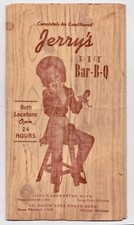 Vintage Rare COMPTON 1950's JERRY'S PIT Bar-B-Q + BUENA PARK, CA Menu-DRIVE-IN picture