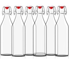 Otis Classic Swing Top Glass Bottles - Set of 6, 1 Liter - Clear picture