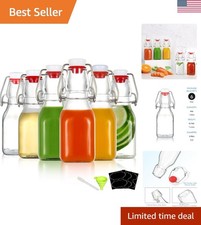 Sleek 4 oz Clear Glass Bottles with Locking Lids - 6 Pack for Kitchen Storage picture